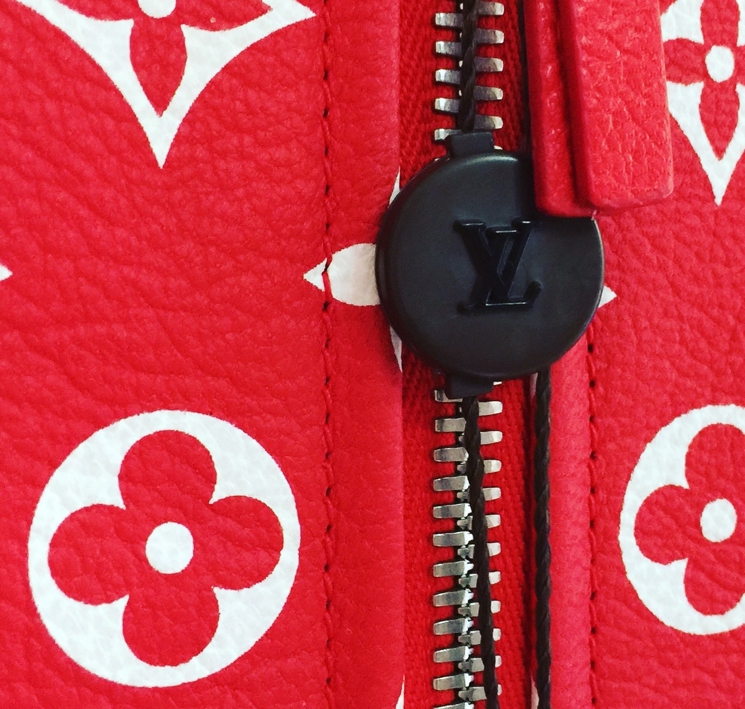 Louis Vuitton Supreme Red Leather Monogram Bomber Jacket