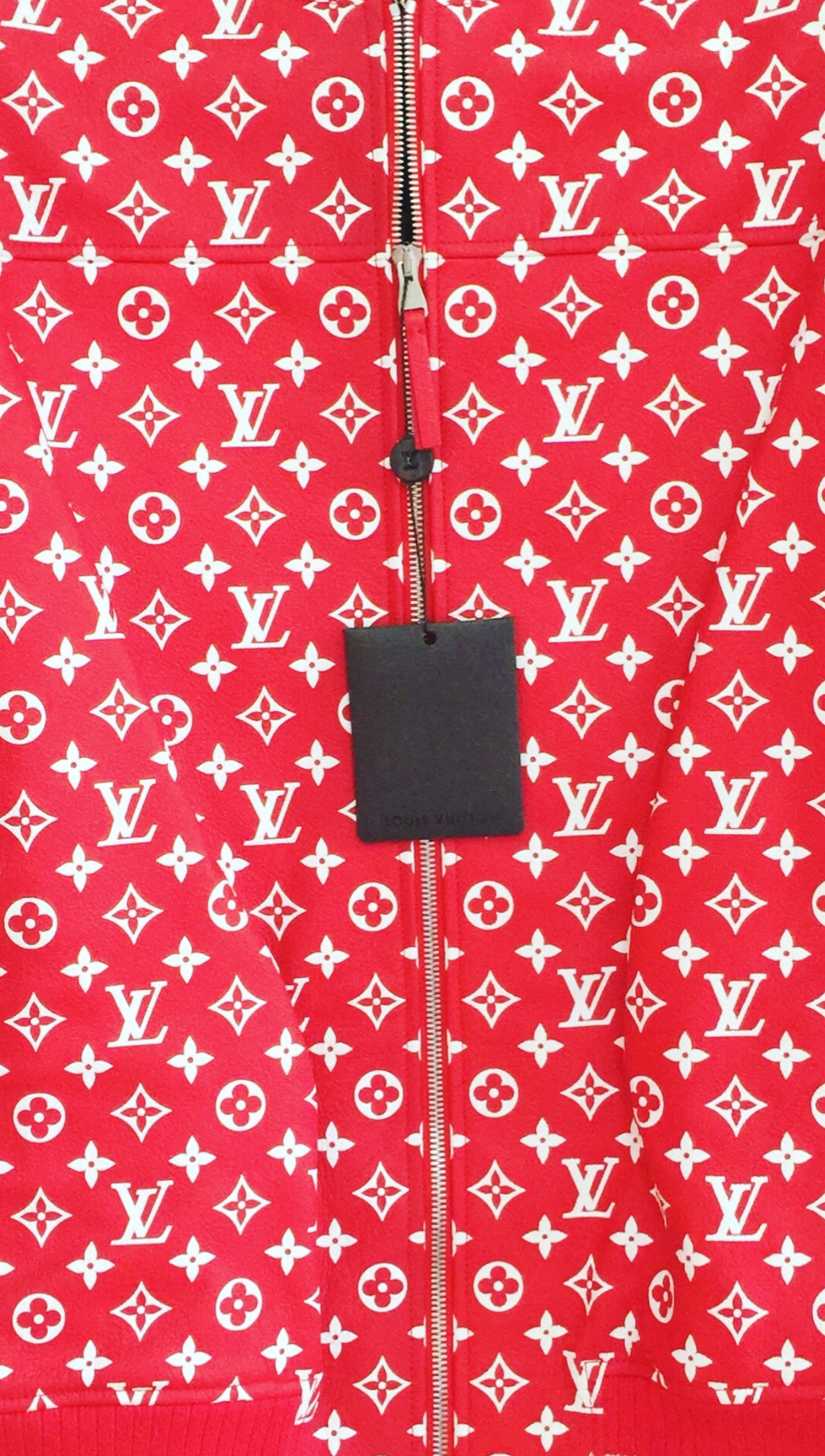Sold at Auction: Supreme X Louis Vuitton Red Leather Baseball Jacket